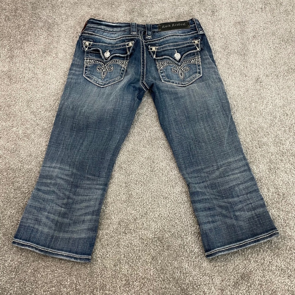 Rock Revival Capri Jeans Womens 29 Y2K Sora Embellished Denim Low Rise (Tag 27)